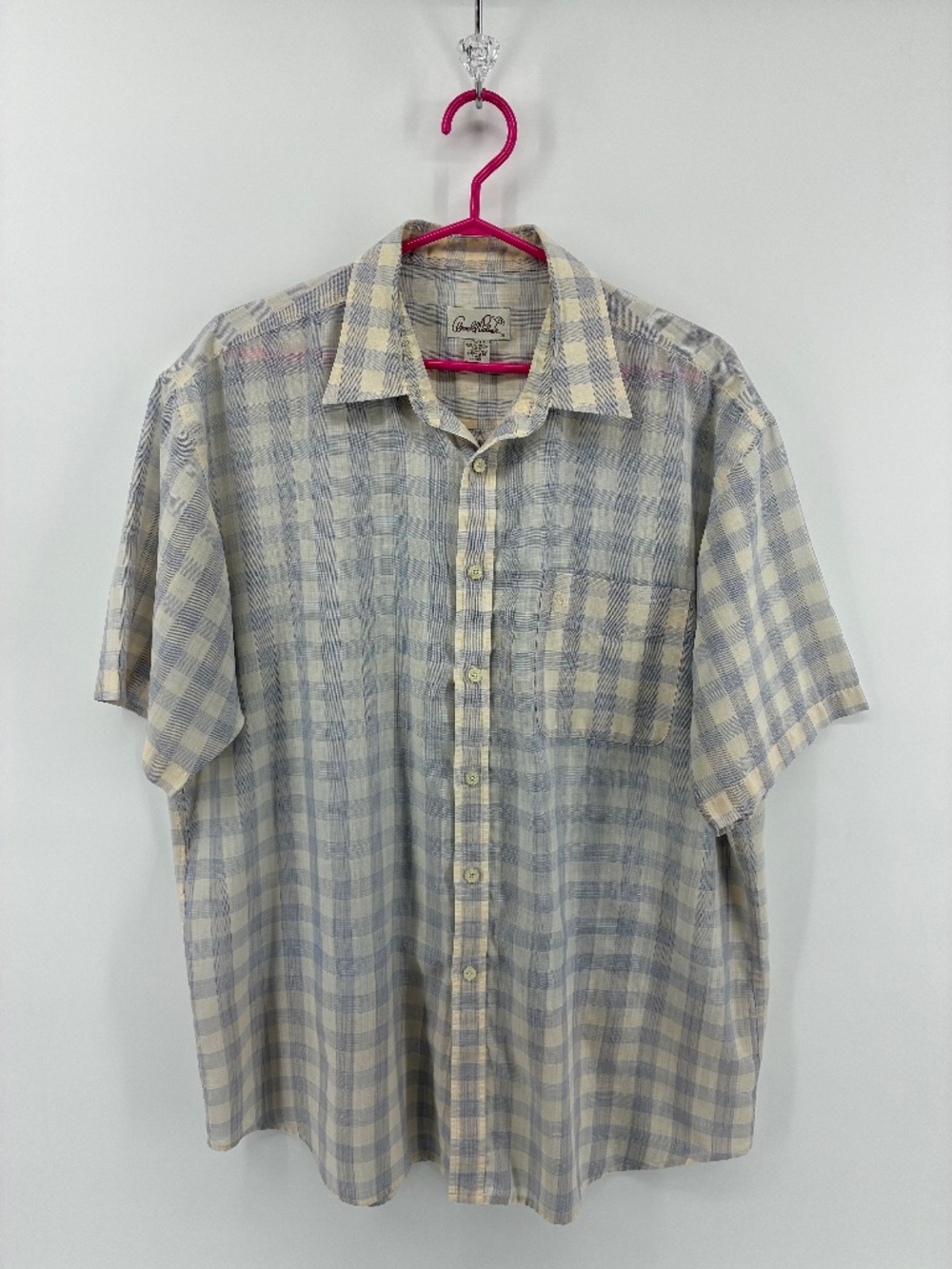 Arnold Palmer Short Sleeve Sheer Button Up Short Sleeve Shirr